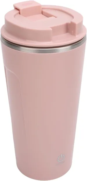 Self Stirring Coffee Mug, Rechargeable Stainless Steel Auto Mixing Cup with Lid, 400ml IP6 Waterproof Coffee Stirring Cup, Rechargeable Self Mixing Cup for Office Car Home Use, Pink
