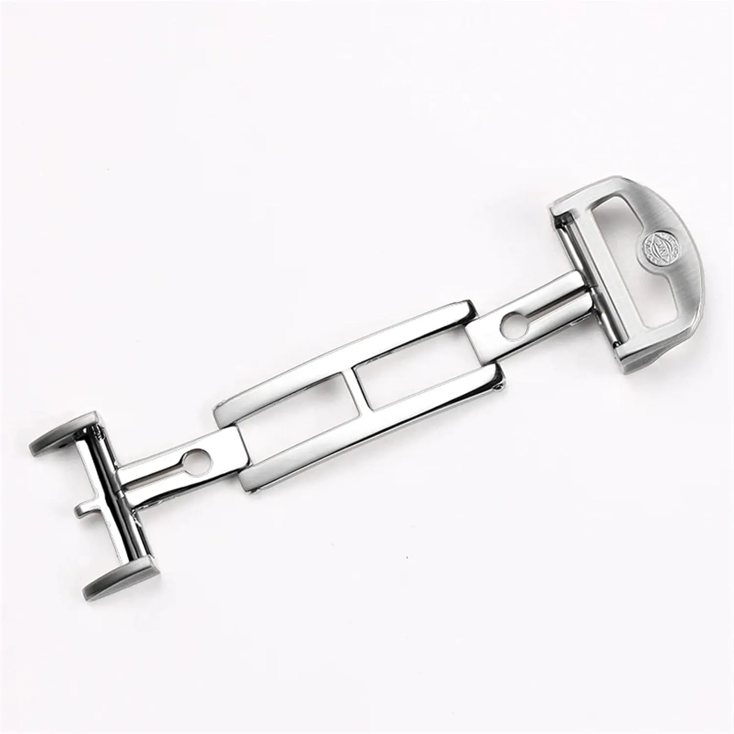SERDAS 18mm solid Stainless Steel Butterfly Buckle For IWC IW323101 Big Pilot Watchband Strap Silver Clasp folding buckle