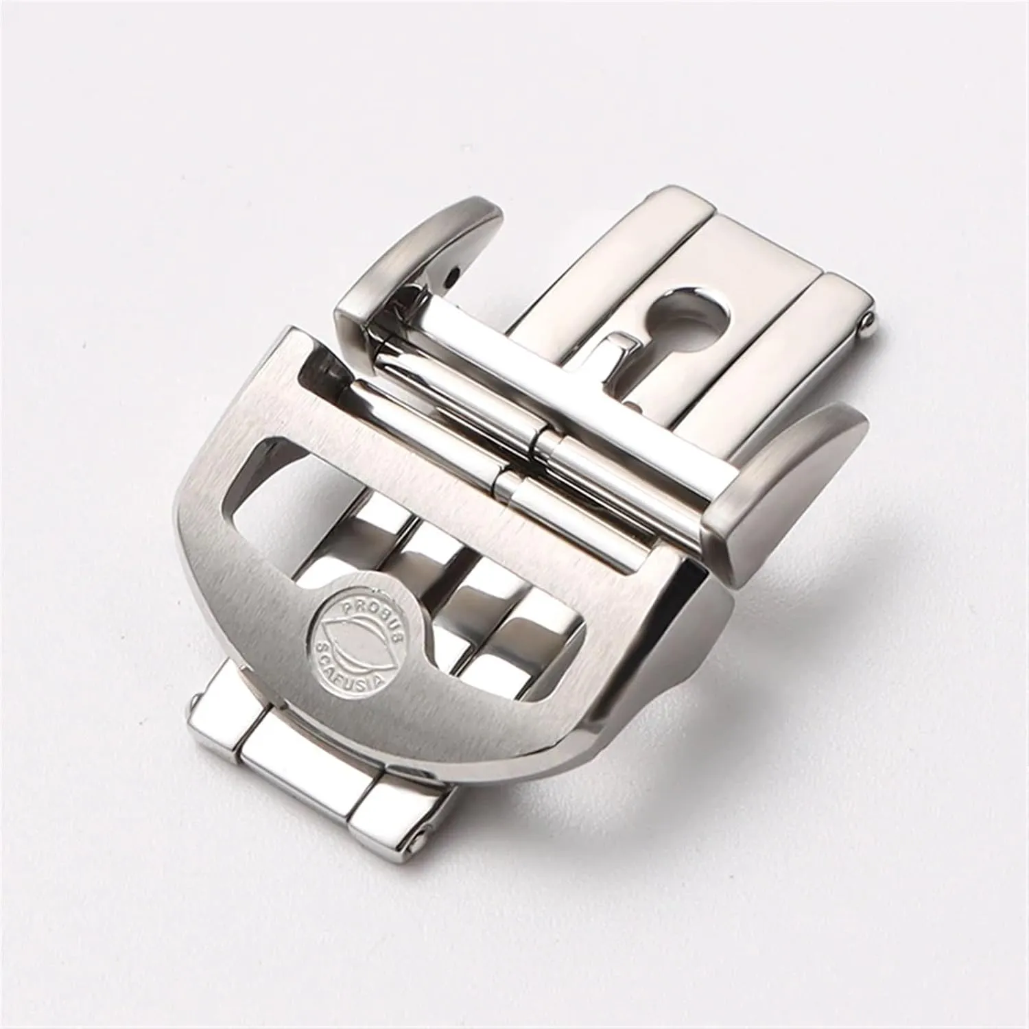 SERDAS 18mm solid Stainless Steel Butterfly Buckle For IWC IW323101 Big Pilot Watchband Strap Silver Clasp folding buckle