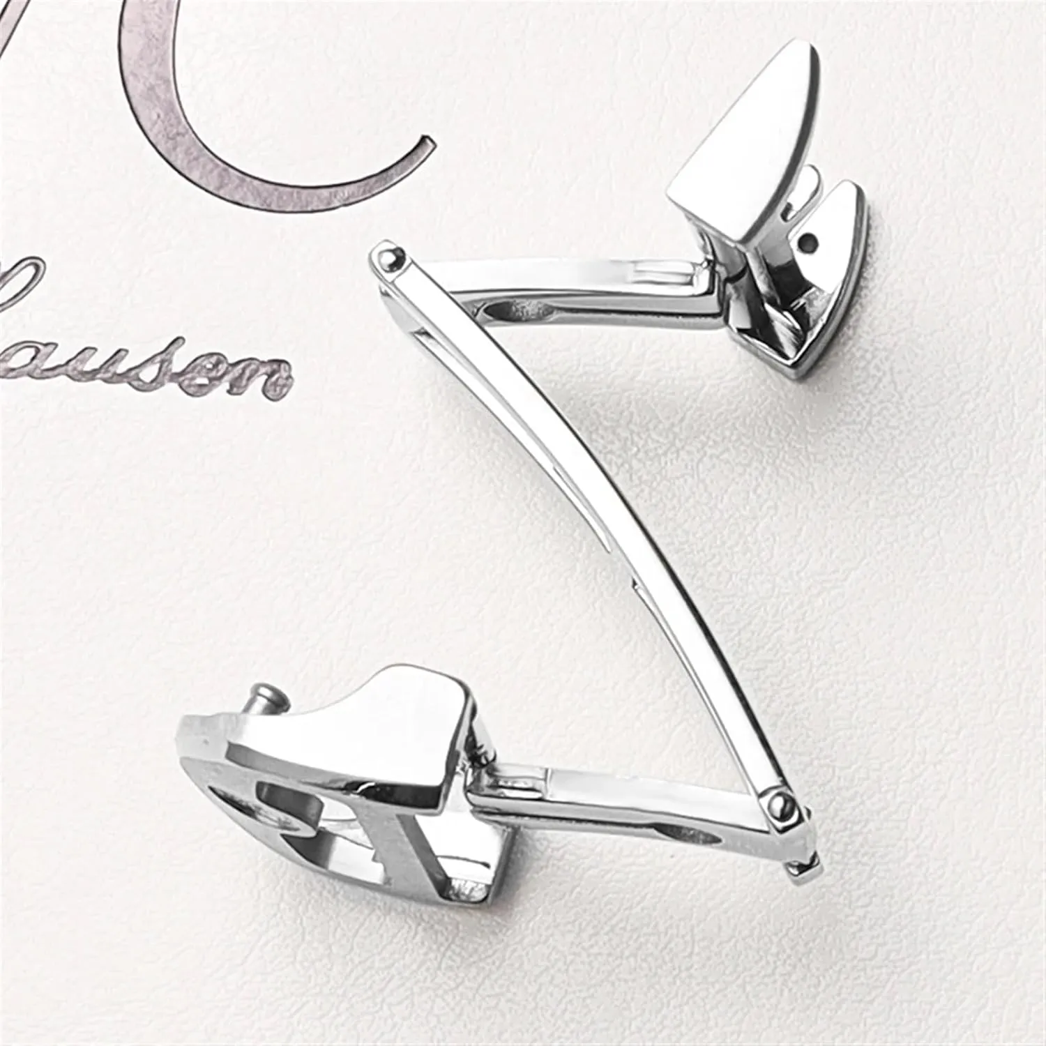 SERDAS 18mm solid Stainless Steel Butterfly Buckle For IWC IW323101 Big Pilot Watchband Strap Silver Clasp folding buckle