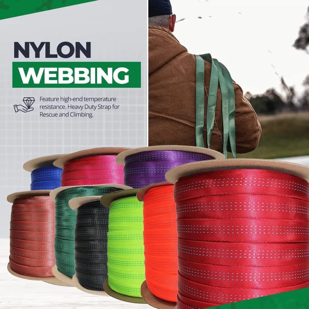 SGT KNOTS Bluewater Tubular Nylon Webbing – 1 Inch Heavy Duty Firefighter & Rescue Webbing – CE/UIAA Certified, Durable & Flexible for Anchor Slings, Tow Straps, Crafting