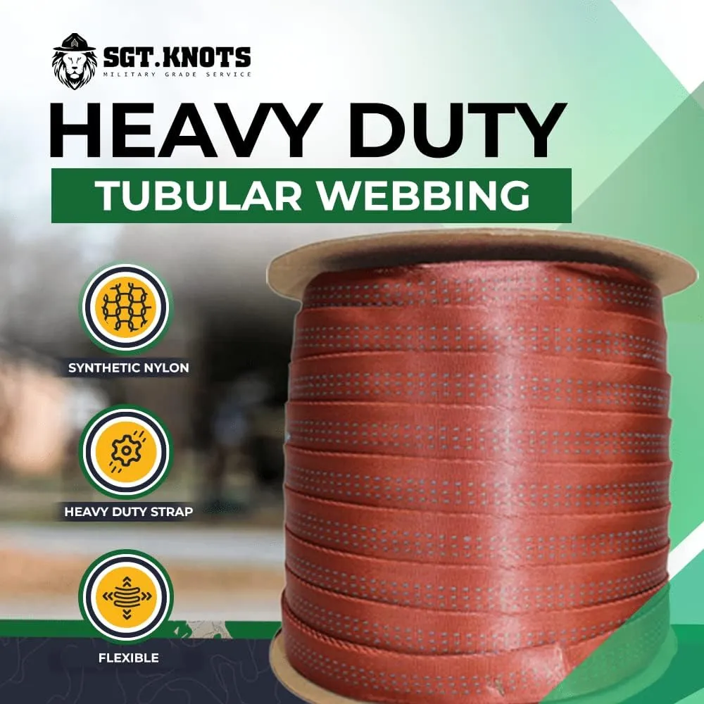 SGT KNOTS Bluewater Tubular Nylon Webbing – 1 Inch Heavy Duty Firefighter & Rescue Webbing – CE/UIAA Certified, Durable & Flexible for Anchor Slings, Tow Straps, Crafting