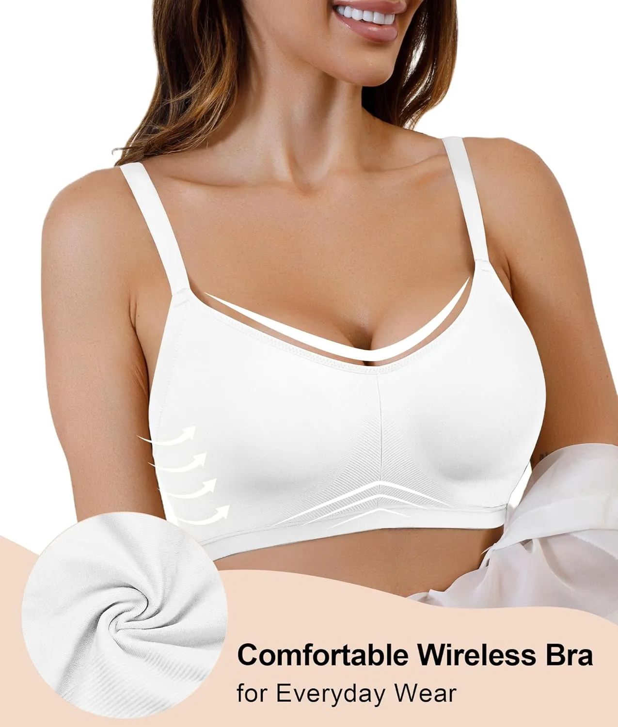 SHAPERX Women's Wireless Seamless Bra No Dig Comfort Lightly Lined Full Coverage Bralette for Daily Wear