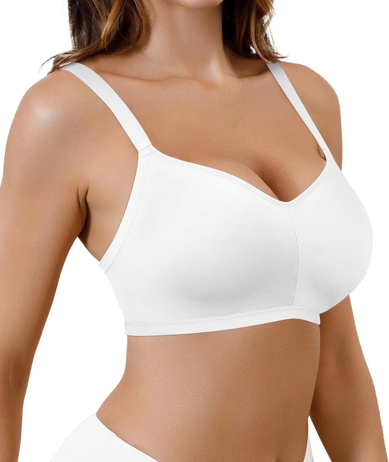 SHAPERX Women's Wireless Seamless Bra No Dig Comfort Lightly Lined Full Coverage Bralette for Daily Wear