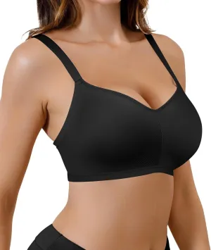 SHAPERX Women's Wireless Seamless Bra No Dig Comfort Lightly Lined Full Coverage Bralette for Daily Wear