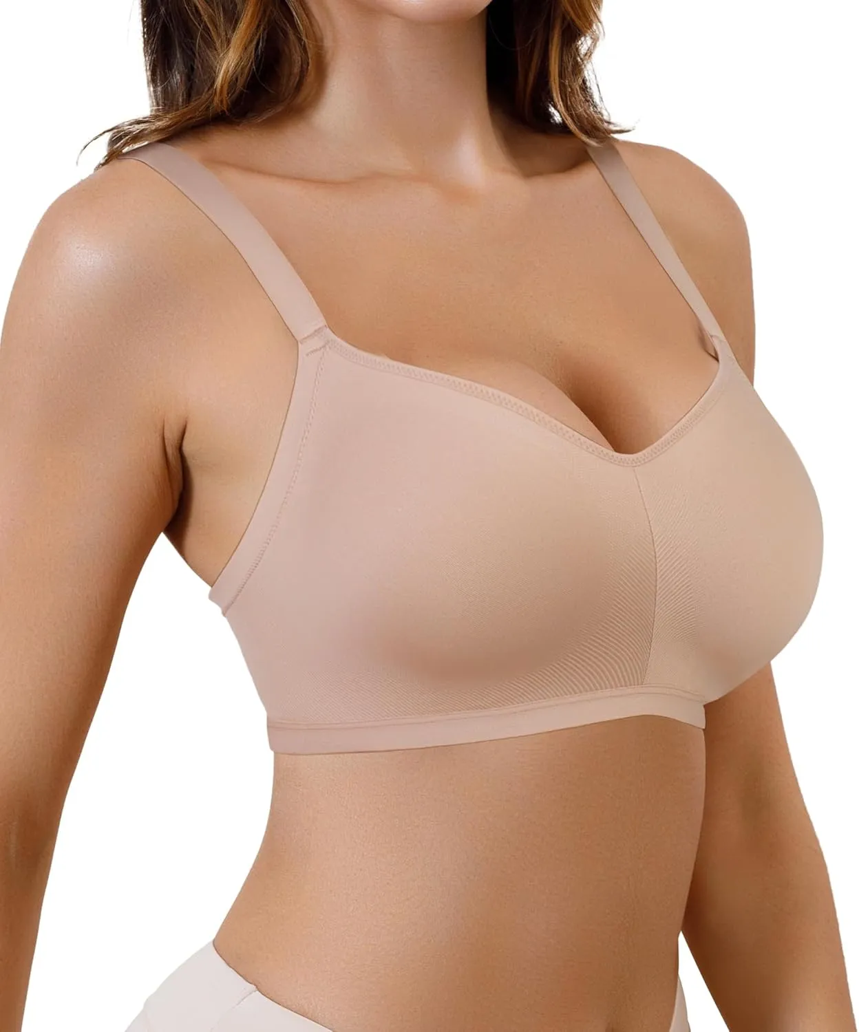 SHAPERX Women's Wireless Seamless Bra No Dig Comfort Lightly Lined Full Coverage Bralette for Daily Wear