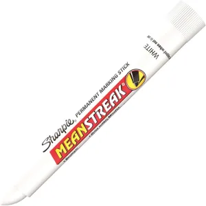 Sharpie Mean Streak Permanent Marking Stick, Bullet Tip, White, Box of 12