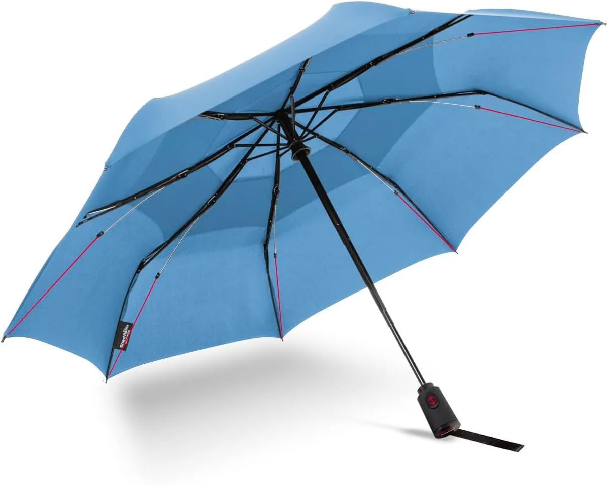 ShedRain Vortex Automatic Compact Folding Windproof Travel Umbrella – Push Button Open & Close - Rain & Windproof Vented Double Canopy – Protect from Rain, Sun & Wind - Wind Tunnel Tested to 75 mph
