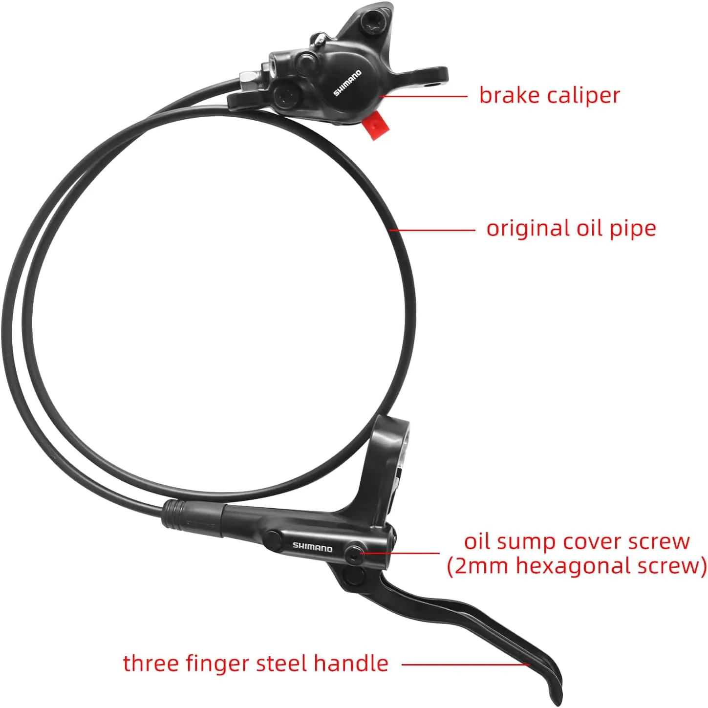 Shiman0 MT200 MTB Hydraulic Disc Brakes Set Left Front 800mm Right Rear 1550mm Mountain Bike Hydraulic Brake Mountain Bike Bicycle Disc Brake 2 Piston
