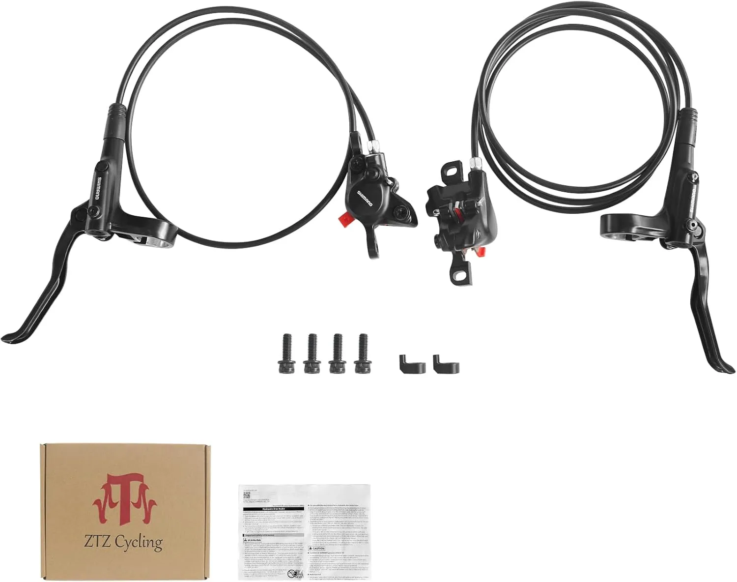 Shiman0 MT200 MTB Hydraulic Disc Brakes Set Left Front 800mm Right Rear 1550mm Mountain Bike Hydraulic Brake Mountain Bike Bicycle Disc Brake 2 Piston