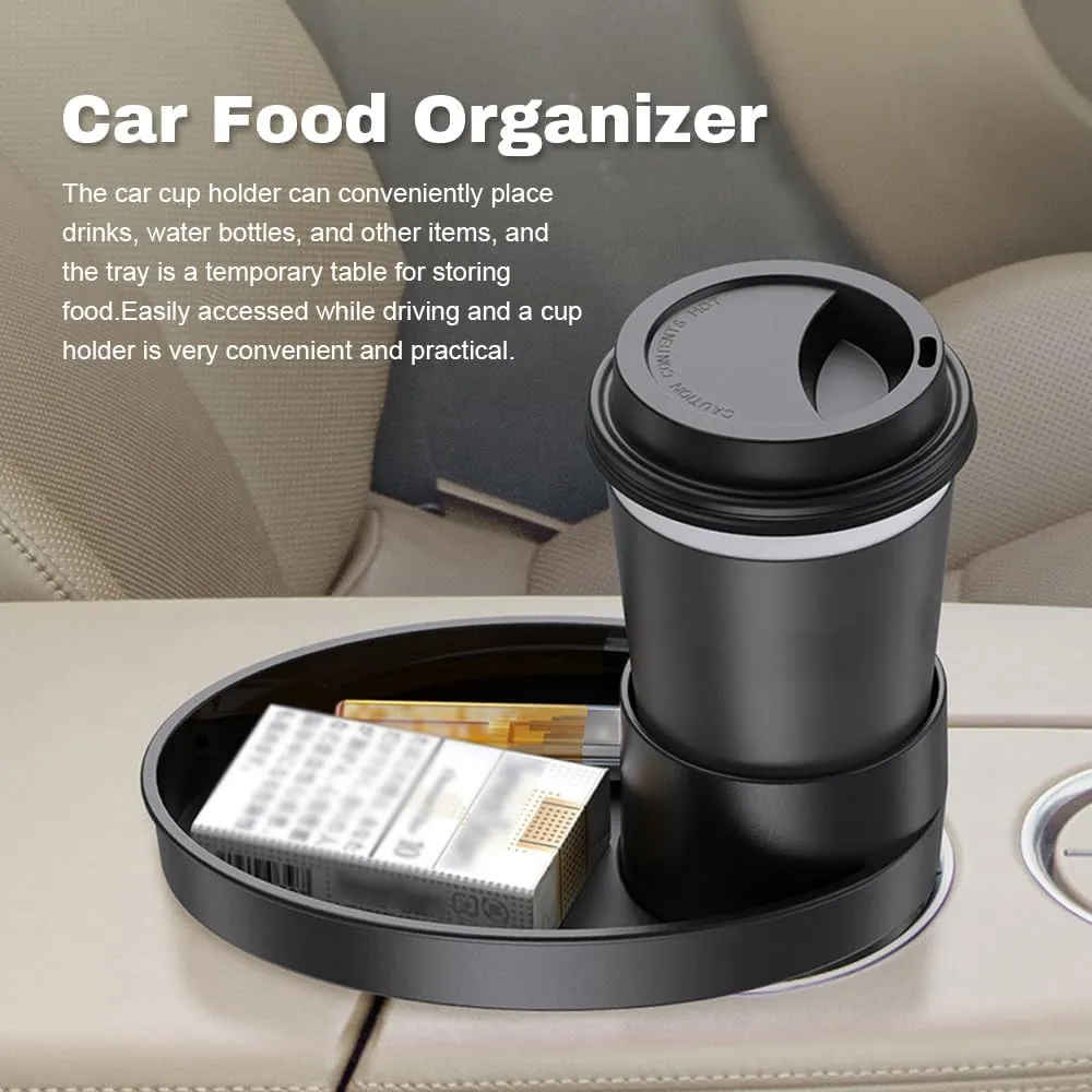 Shkalacar Car Seat Snack Tray - Travel Tray Cup Holder for Kids Car Seat, with Plate Organizer Rotatable Carseat Cup Holder with Food Trays