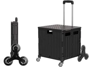 Shopping Cart Wheeled Collapsible Handcart Folding Boot Cart 45L Car Folding Storage Box Shopping Trolley That Can Easily Climb Stairs (Color : Black)