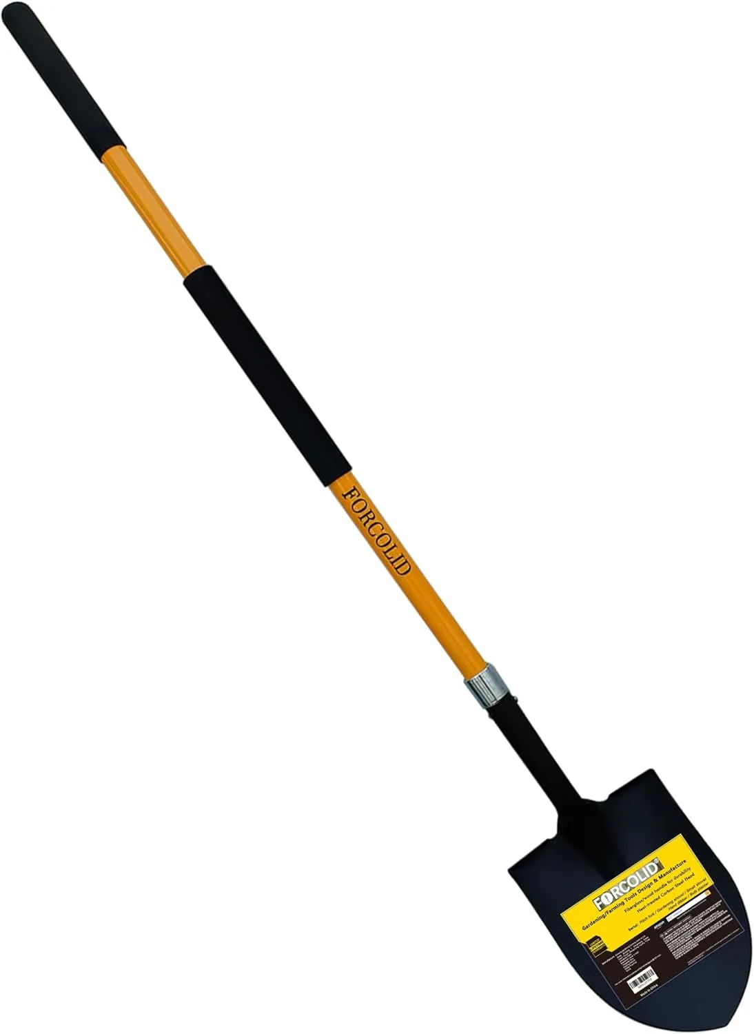 Shovel for Digging, Heavy Duty 57 inch Straight Handled Round Shovel with Non-Slip Tail Cover, Lawn and Yard Tools, Fiberglass Handle(Orange)