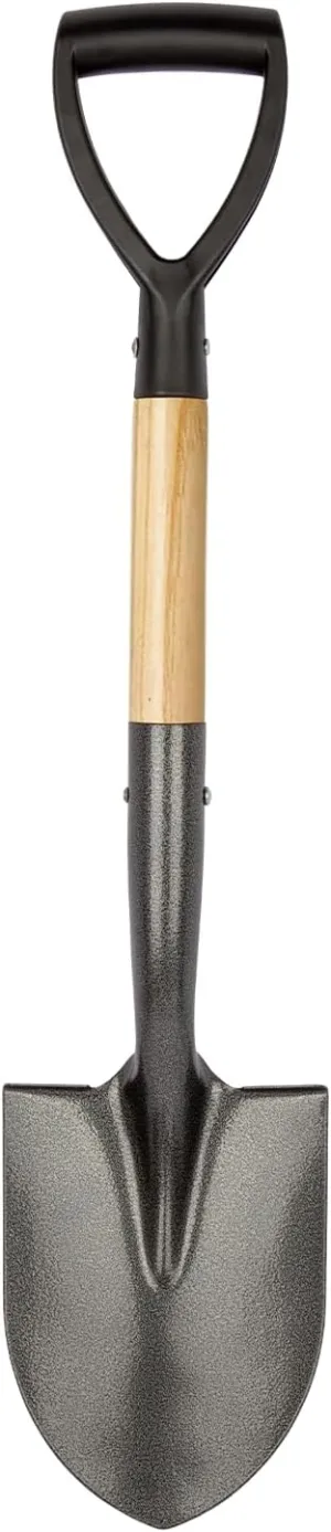 Shovel for Digging, Round Small Shovel with Wooden D-Handle, Metal Garden Shovel for Gardening, 28 Inches