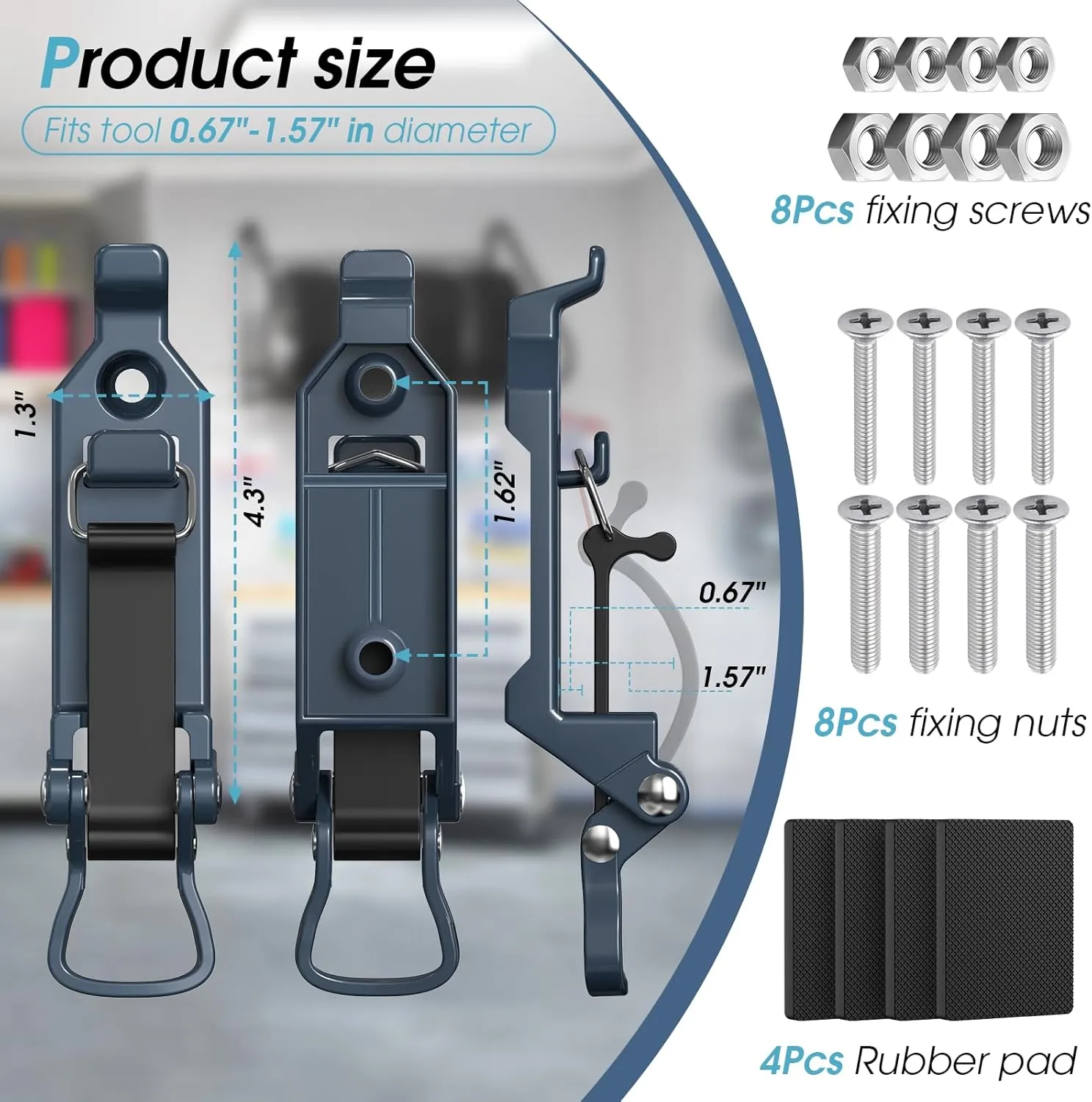 Shovel Mount for Roof Rack, Shovel Mount for Truck Bed, Truck Jeep Offroad Roof Rack Axe Shovel Mount, Shovel Holder for Truck & Quick Fist Mount Clamps Fit 0.67" to 1.57" D Tools-Blue 2PCS