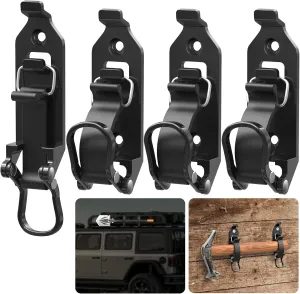 Shovel Mount for Roof Rack / Truck Bed, Truck Jeep Offroad Roof Rack Axe Shovel Mount, Shovel Holder for Truck & Quick Fist Clamps Fit 0.67" to 1.57" D Tools- Black 4PCS