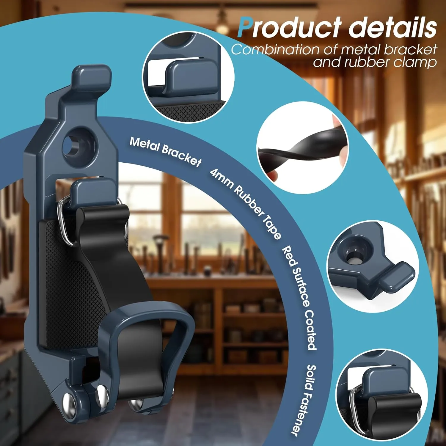 Shovel Mount for Roof Rack / Truck Bed, Truck Jeep Offroad Roof Rack Axe Shovel Mount, Shovel Holder for Truck & Quick Fist Clamps Fit 0.67" to 1.57" D Tools-Blue 4PCS