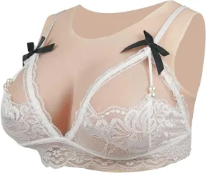 Silicone Breastplate Fake Boobs B-G Cup Round Collar Realistic Breast Forms for Crossdressers Transgender Drag Queen