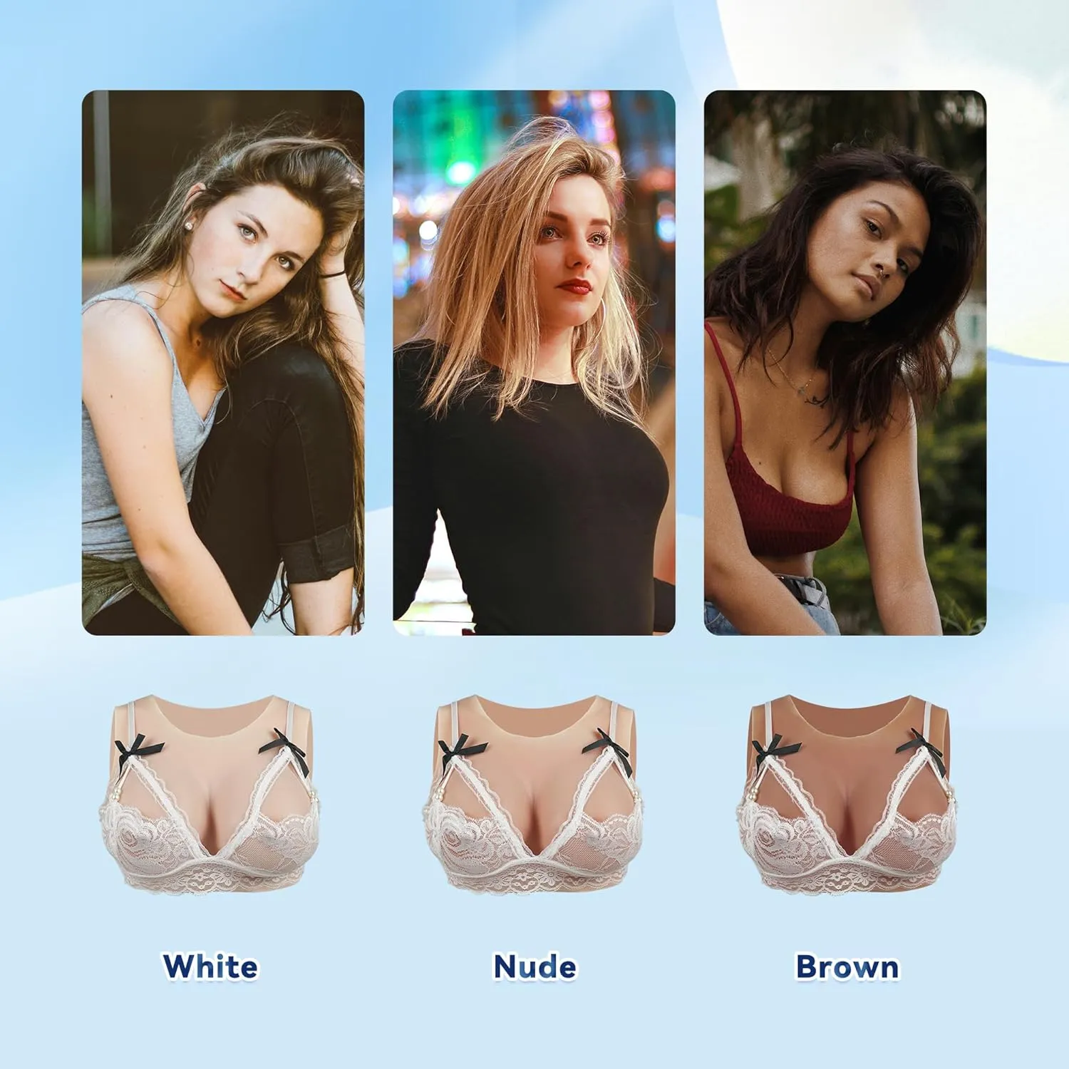 Silicone Breastplate Fake Boobs B-G Cup Round Collar Realistic Breast Forms for Crossdressers Transgender Drag Queen