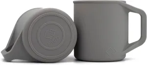 Silicone Coffee Cup - Food Grade Silicone Camping Mug with Handle - Portable, Collapsible Coffee Mug - BPA Free, Dishwasher Safe and Microwave Safe 12- oz (Granite Gray, 2 Pack)