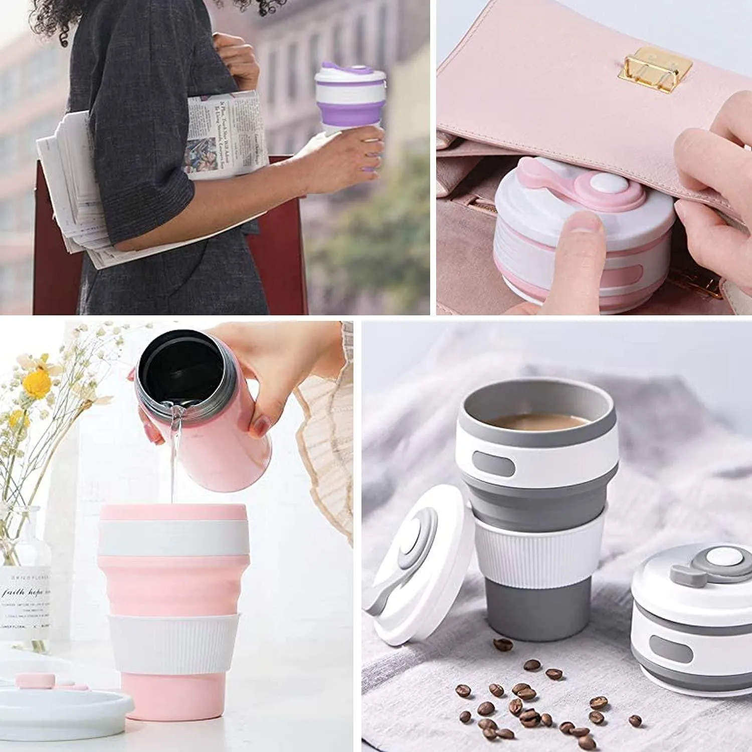 Silicone Collapsible Travel Cups 2 Pack.