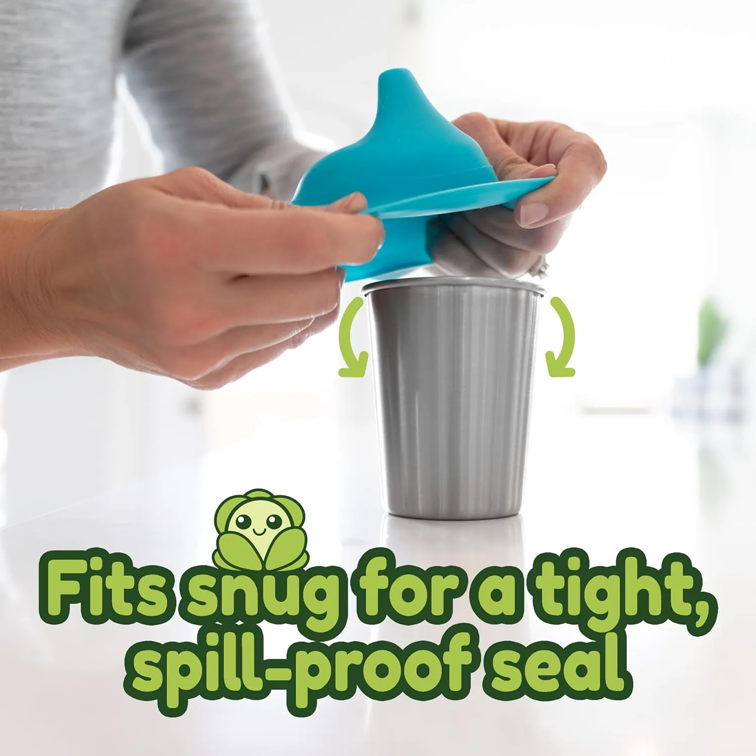 Silicone Sippy Cup Lids - Spill Proof, Fits Any Cup, BPA-Free, Durable & Soft for Babies & Toddlers, Quick to Attach - 5 Pack Silicone Lids for Cups (Purple, Pink, Green, Orange, Teal)