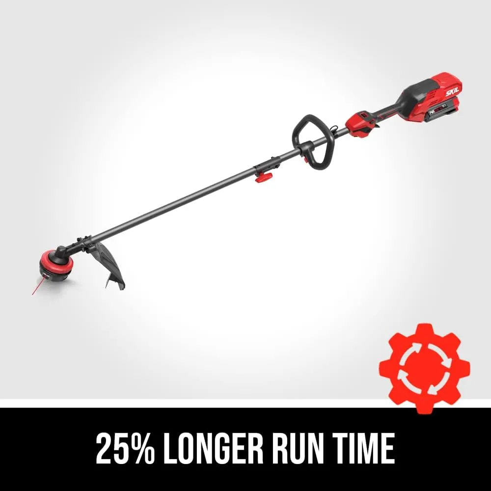 SKIL PWR CORE 40 Brushless 40V 16'' Multi-Head String Trimmer Kit Including Power Head, String Trimmer Attachment, 4.0Ah Battery and Charger- PLT1500C-10