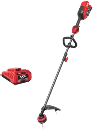 SKIL PWR CORE 40 Brushless 40V 16'' Multi-Head String Trimmer Kit Including Power Head, String Trimmer Attachment, 4.0Ah Battery and Charger- PLT1500C-10