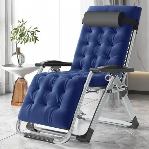 Slsy Comfy Folding Chair, Folding Reclining Lounge Chair with Removable Cushion for Living Room, Flexible Patio Recliner Folding Chairs for Indoor and Outdoor