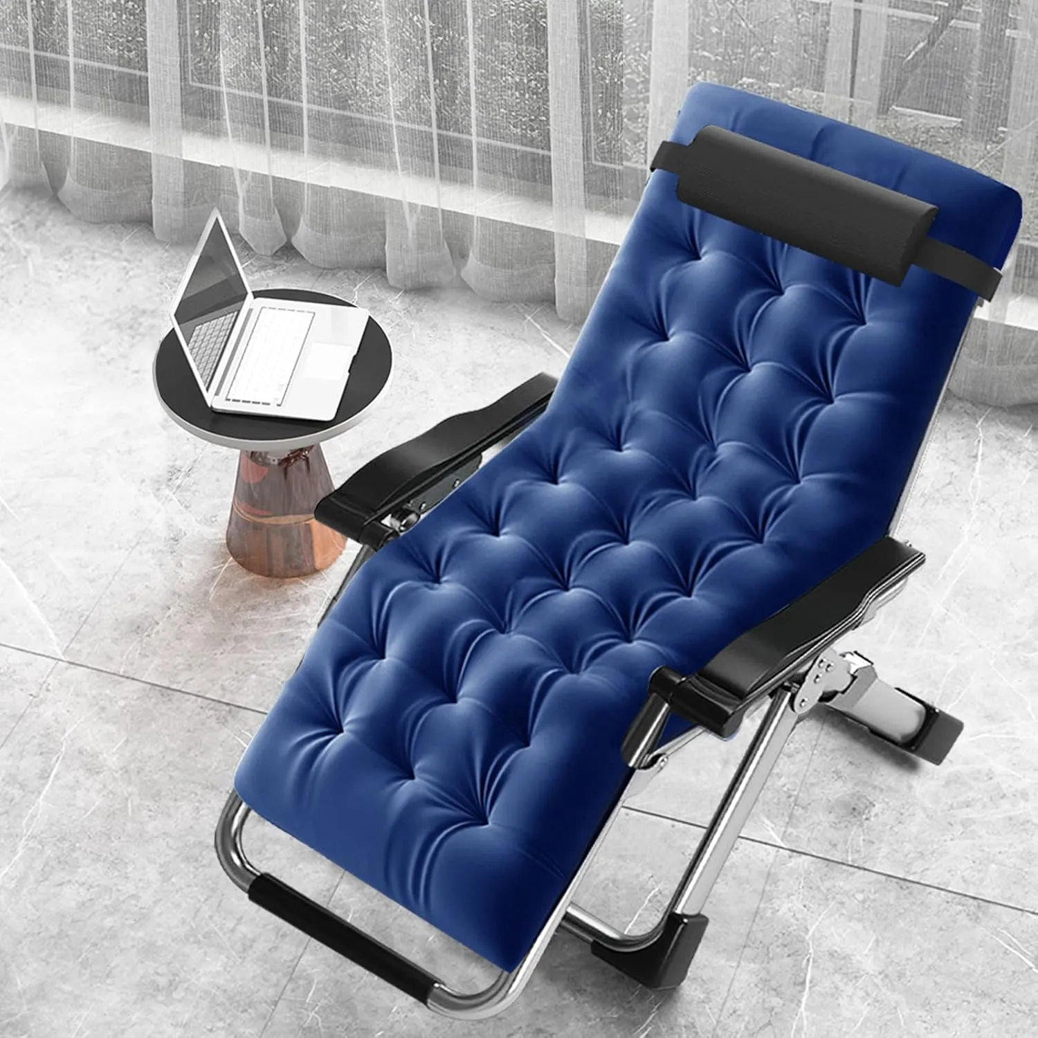 Slsy Comfy Folding Chair, Folding Reclining Lounge Chair with Removable Cushion for Living Room, Flexible Patio Recliner Folding Chairs for Indoor and Outdoor