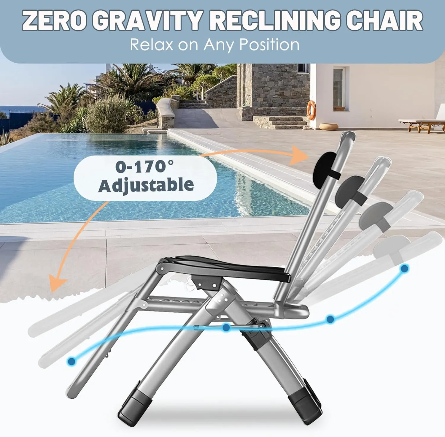 Slsy Comfy Folding Chair, Folding Reclining Lounge Chair with Removable Cushion for Living Room, Flexible Patio Recliner Folding Chairs for Indoor and Outdoor