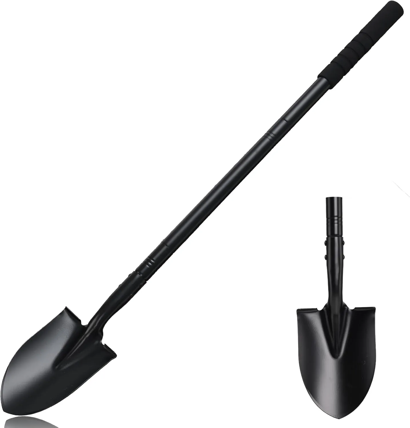 Small Garden Shovels for Digging, Spade Shovel Beach Shovels for Kids with 43.3in Handle,Heavy Duty Portable Metal Shovel for Gardening Camping Trenching Digging Landscaping,Off-Road Use, Black
