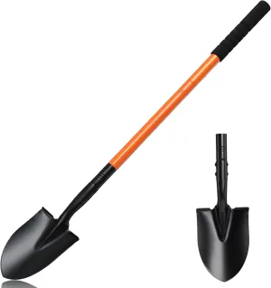 Small Garden Shovels for Digging, Spade Shovel Beach Shovels with 43.3in Handle,Heavy Duty Portable Metal Shovel for Gardening Camping Trenching Digging Landscaping,Off-Road Use, Orange