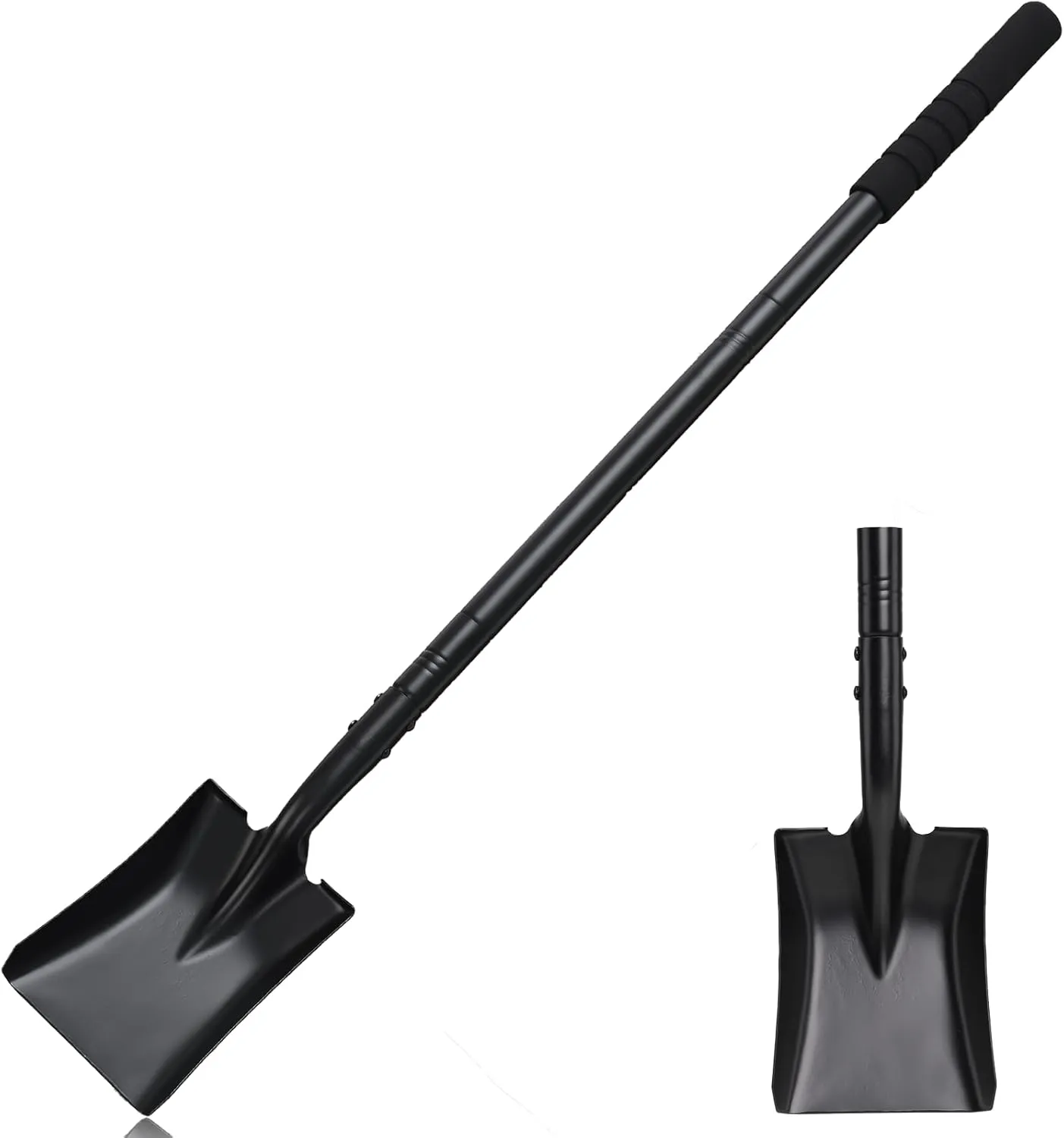 Small Garden Shovels for Digging,Square Spade Shovel Beach Shovels with 43.3in Handle,Heavy Duty Portable Metal Shovel for Gardening Camping Trenching Digging Landscaping,Off-Road,Black