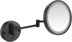 Smart Sensor Makeup Mirror with Lights and 10X Magnification LED Wall Mounted Vanity Mirror Rotable Extendable Shaving Mirror Black Plug in (Color : Gold, S (Color : Black, Size : Plug in)