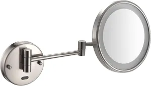 Smart Sensor Makeup Mirror with Lights and 10X Magnification LED Wall Mounted Vanity Mirror Rotable Extendable Shaving Mirror Black Plug in (Color : Gold, S (Color : Nickel, Size : Plug in)