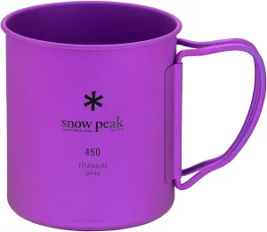 Snow Peak Ti Single Wall 450 Cup Purple - Lightweight & Compact Cup with Foldable Handles