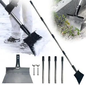 Snow Shovel,Ice Scraper for Driveway,Floor Scraper Long Handle Heavy Duty, Snow Removal,Ice Chopper for Walkway,Outdoor Garden Cleaning Scraper,Weed Removal Tool for Lawn Edging (39-67in)