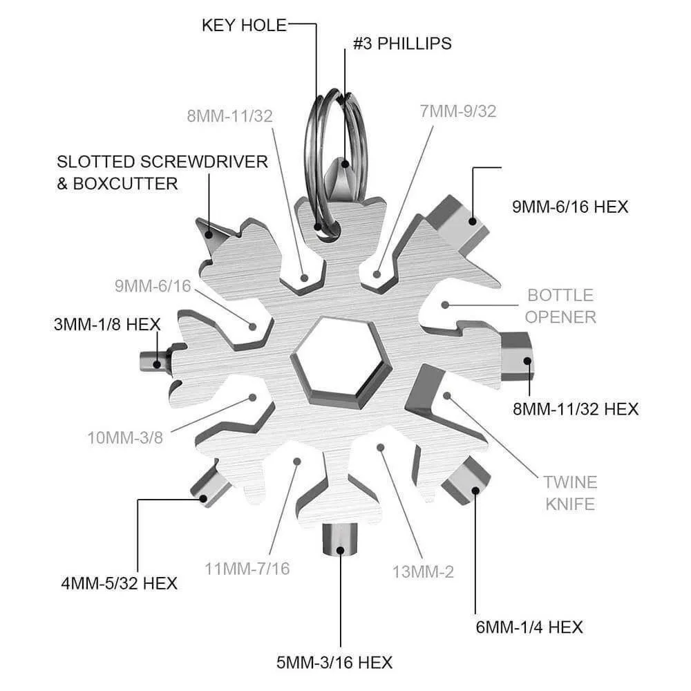 Snowflake Multi-Tool - 18-in-1 Camping Survival Hand Tool