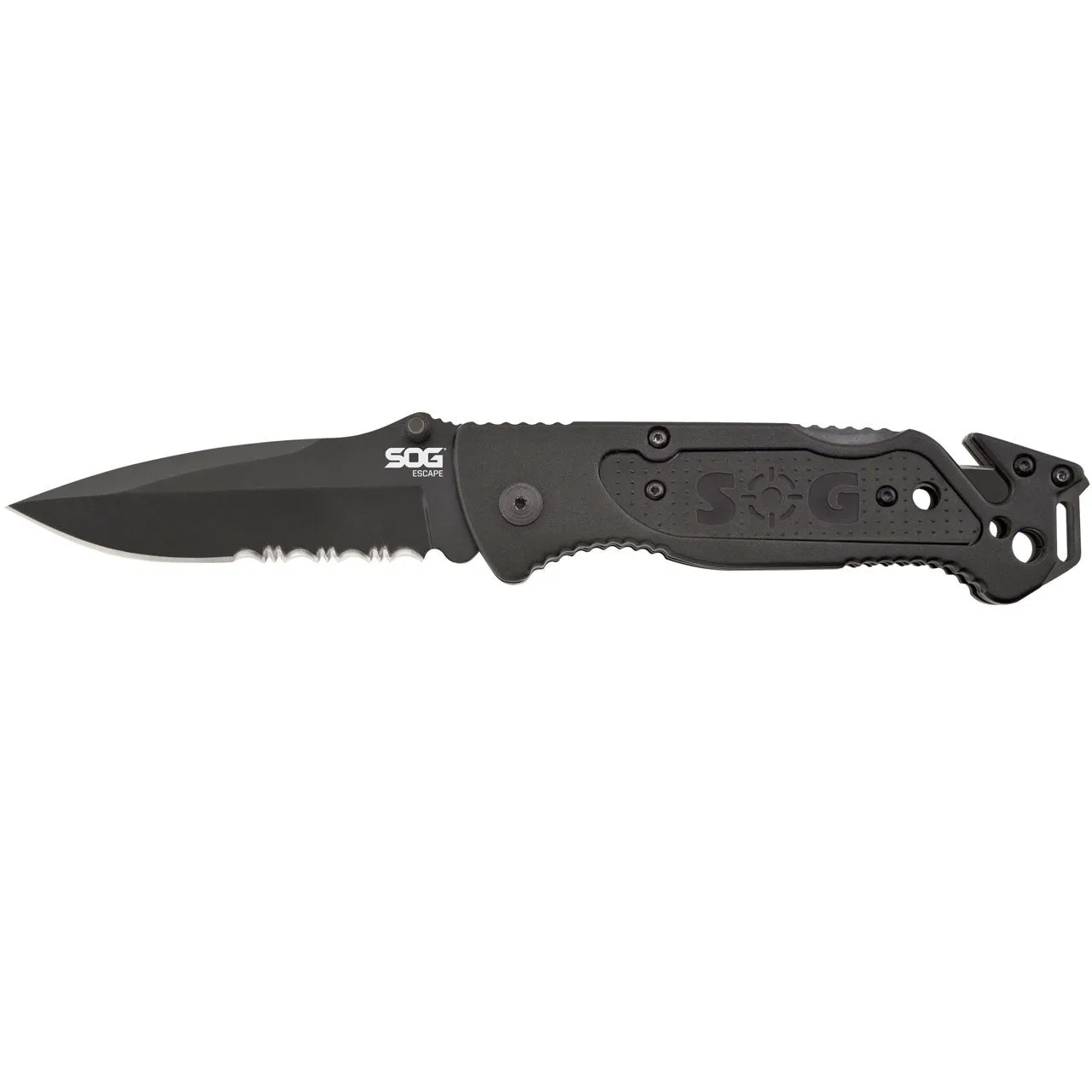 SOG Escape Bead Blast Knife and Rescue Tool Black