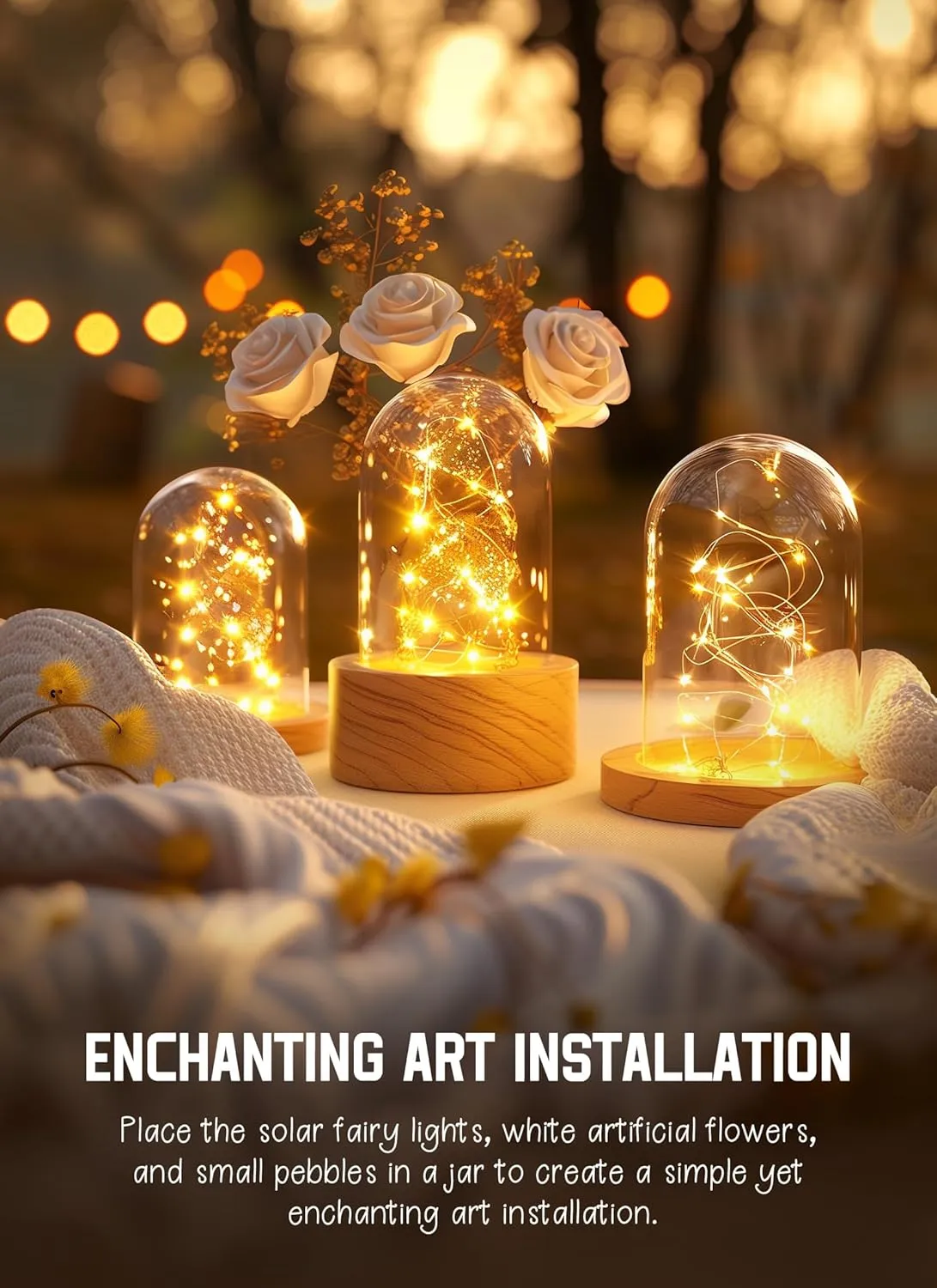 Solar String Lights Outdoor Waterproof, 2 Packs Total 132 Ft 400 LED Solar Fairy Lights with 8 Modes, Twinkle Solar Powered Outdoor Lights for Patio Yard Trees Wedding Christmas, Warm White