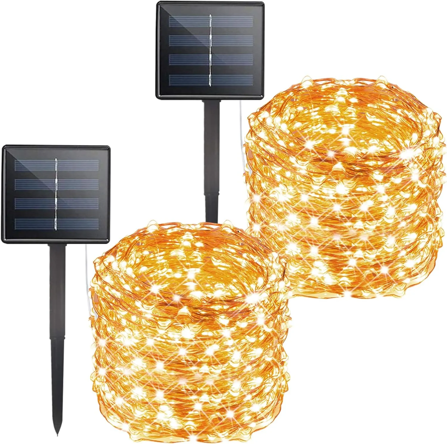 Solar String Lights Outdoor Waterproof, 2 Packs Total 132 Ft 400 LED Solar Fairy Lights with 8 Modes, Twinkle Solar Powered Outdoor Lights for Patio Yard Trees Wedding Christmas, Warm White