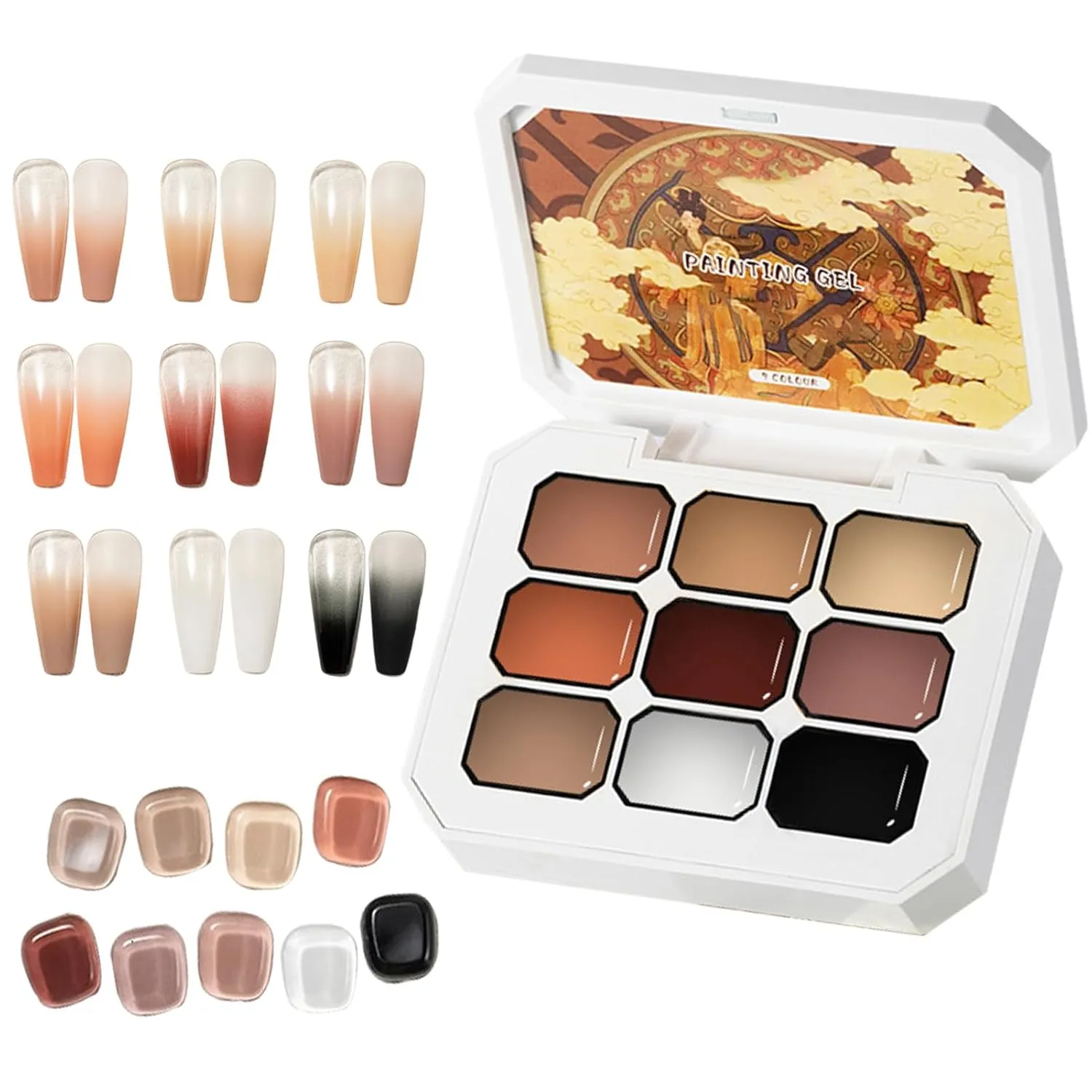 Solid Nail Gel,9 Colors Gradient Painting Gel | High-Shine Fade-Resistant Manicure Tool, Professional Beauty Supplies for Daily Work Wedding Travel
