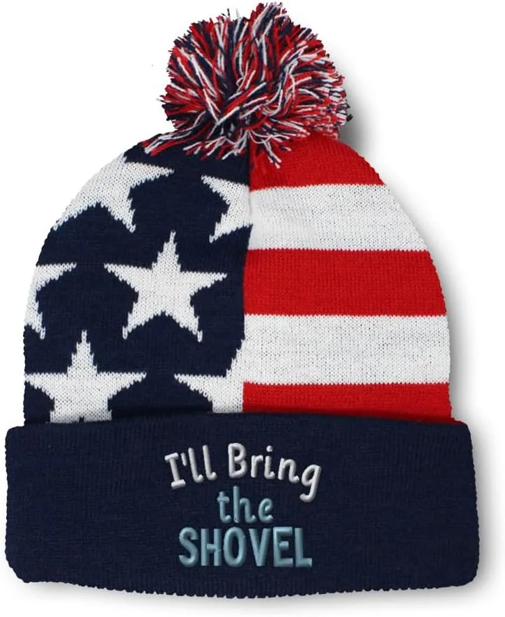 Speedy Pros Pom Pom Beanies for Women I'll Bring The Shovel Skull Cap Winter Hats for Men Acrylic 1 Size