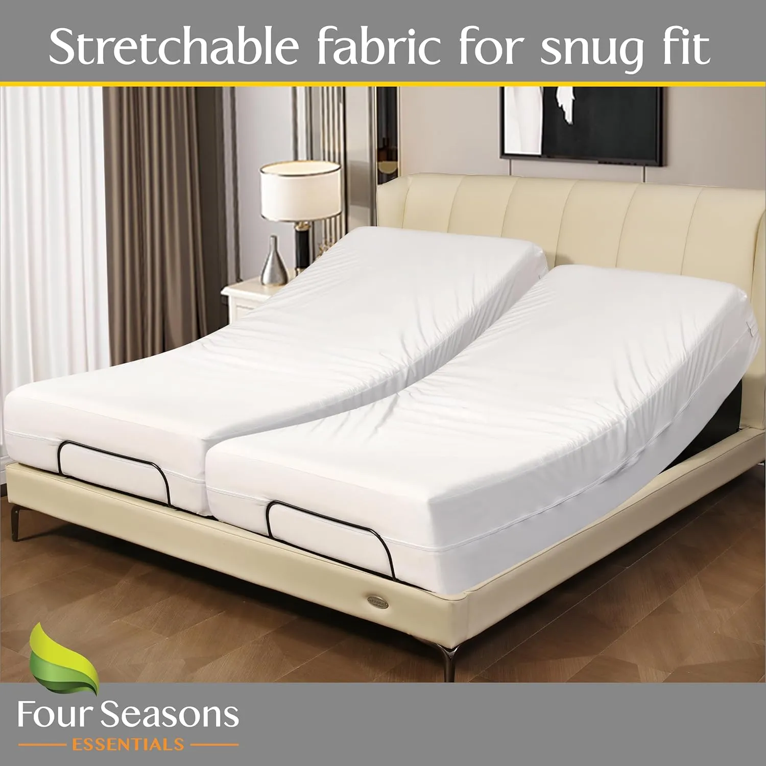 Split King Mattress Encasement 39" x 80" (2PCs Twin XL) - Waterproof Zippered Protector Hypoallergenic Premium Quality Deep Pocket Cover for Adjustable Beds and Split Mattresses (16"-20" Depth)