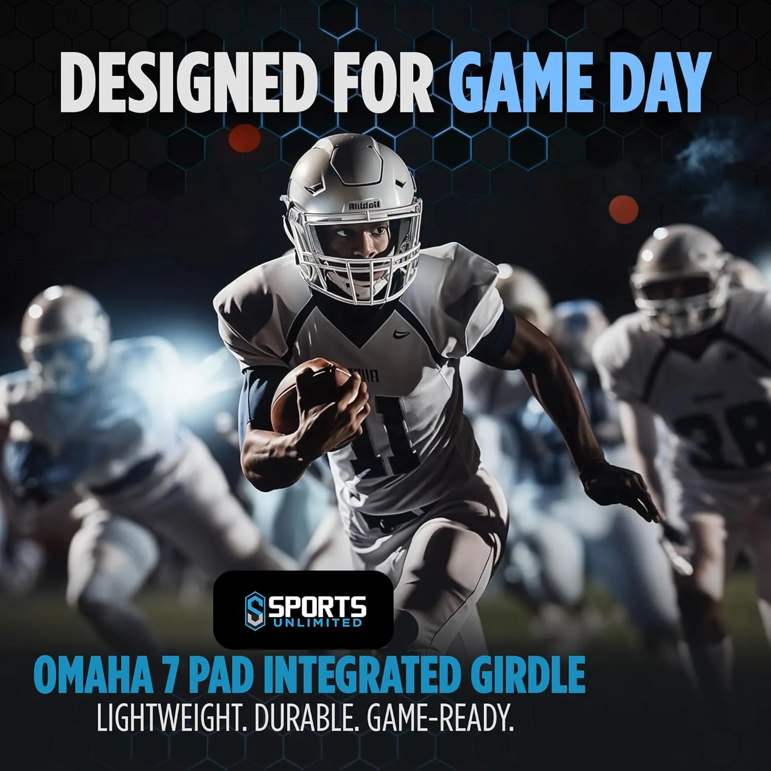Sports Unlimited Omaha 7 Pad Integrated Adult Football Girdle for Men, Football Girdles with Pads