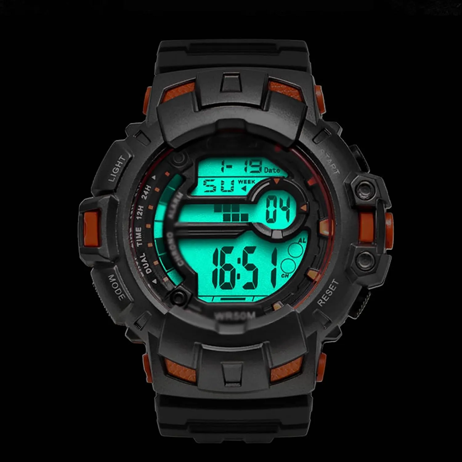 Sports Watch Cool Big Dial Outdoor Multi-Function Trend Digital Display Student Male and Female Waterproof Shockproof Drop-Proof Electronic Watchlay