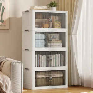 Stackable Storage Bins - Folding Collapsible with Lid, Closet Organizers, Grey 26" W x 17" D x 56.7" H, 109Gal/434Qt Capacity