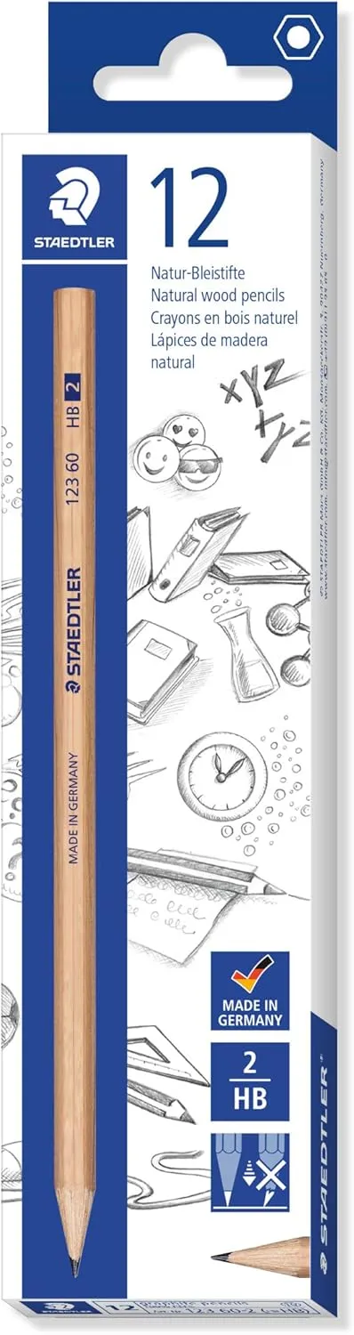 STAEDTLER 130 60–2 minerva Hexagonal Pencil, HB, triangular, set of 12 in Cardboard Box