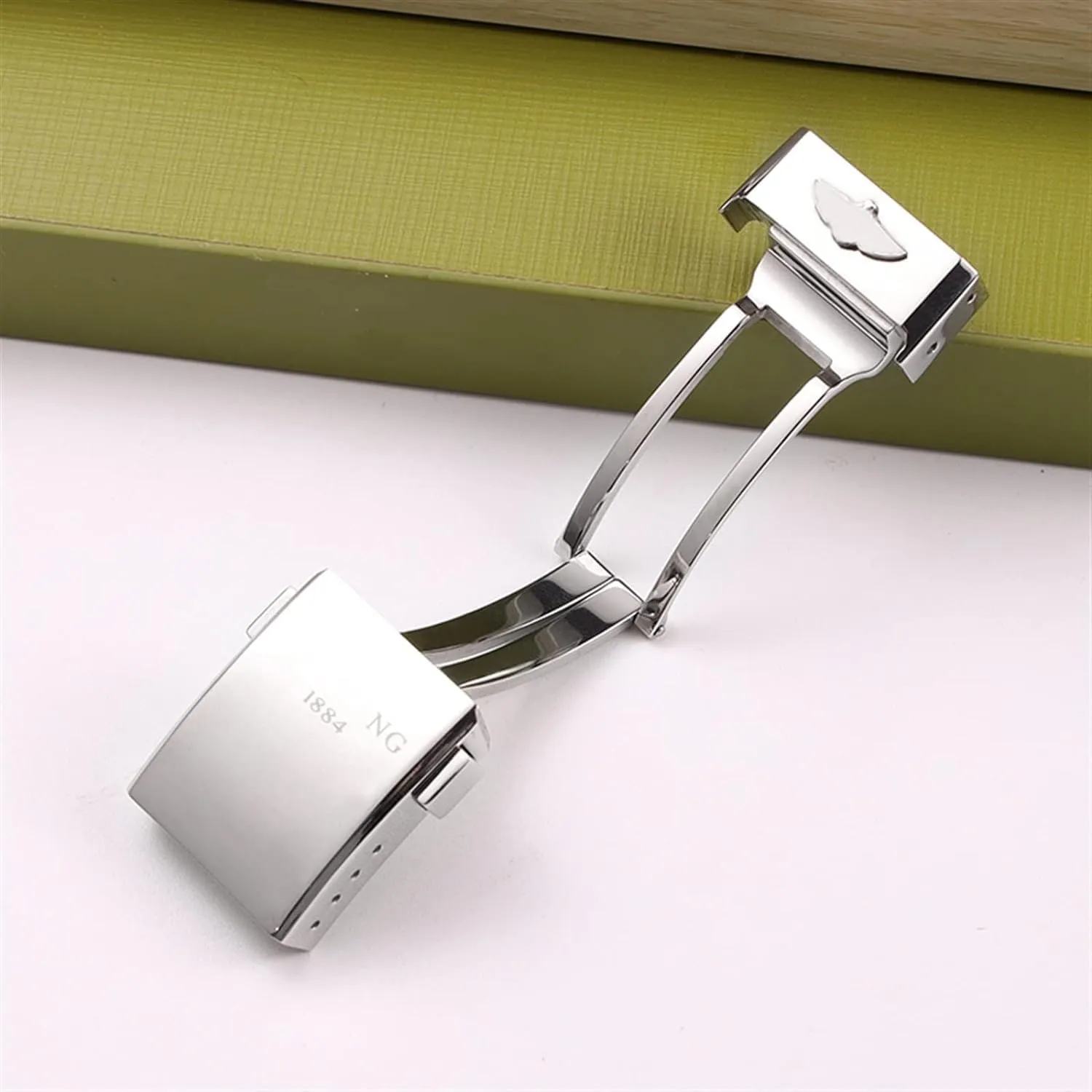 Stainess Steel Buckle For Breitling 1884 Watchband 20mm Polishing Double Click Clasp Watch Strap